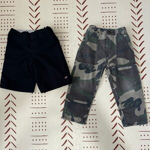 Kids bundle Camouflage Pants and Black dickies Shorts Set
